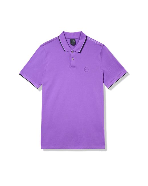 Emporio Armani Purple A | X Armani Exchange Slim Fit Cotton Piquet Tipped Polo for men
