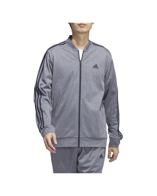 Adidas Blue Three Stripe Tricot Full-zip Jacket for men