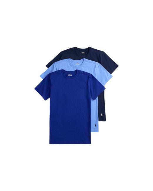 Polo Ralph Lauren Slim Fit Cotton Crew Undershirt 3-pack Heritage Royal/harbor Island Blue/cruise Navy for men