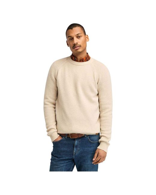 Timberland White Raglan Sleeve Crew Neck Sweater for men