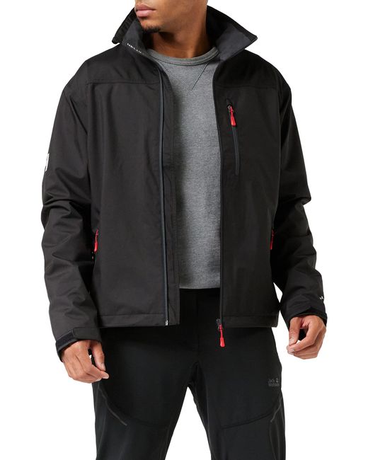 Helly Hansen Black Crew Waterproof Windproof Breathable Rain Coat Jacket for men