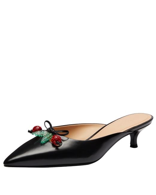COACH Black Runway Mule With Cherries Ballet Flat