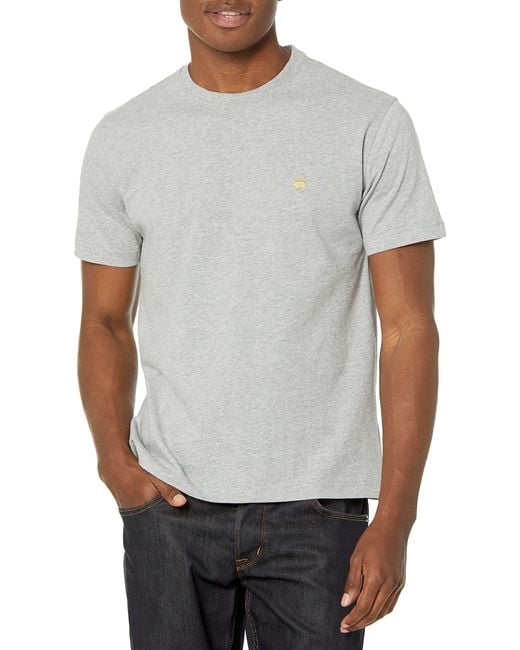 Brooks Brothers Gray Short Sleeve Cotton Crew Neck Logo T-shirt for men