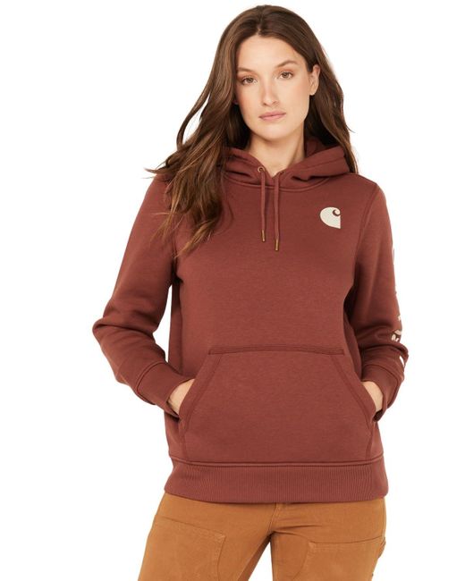 Carhartt Red S Relaxed Fit Midweight Logo Sleeve Graphic Sweatshirt