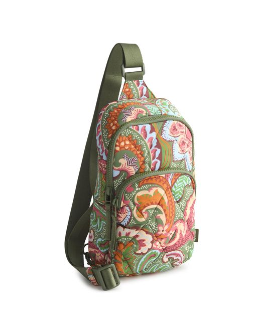 Vera Bradley Green Featherweight Lorman Sling Backpack