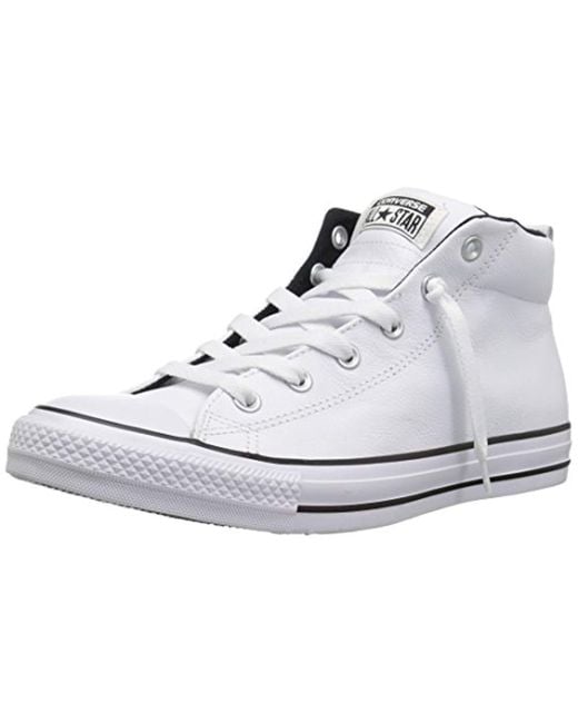 Converse Street Leather Mid Top Sneaker in White for Men | Lyst