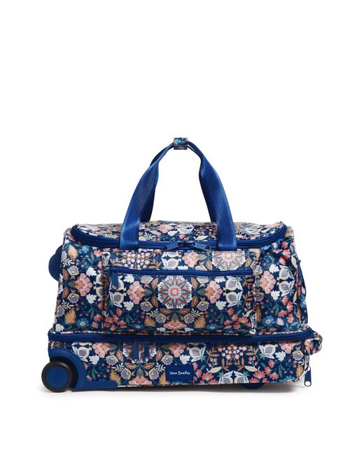Vera Bradley Blue Recycled Ripstop Foldable Rolling Duffle Bag