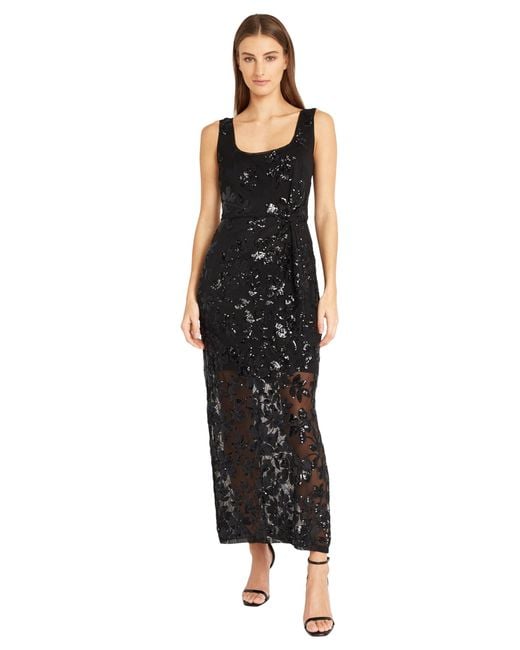 Donna Morgan Black S Floral Sequin With Low Scoop Back | Maxi Party Special Occasion Dress