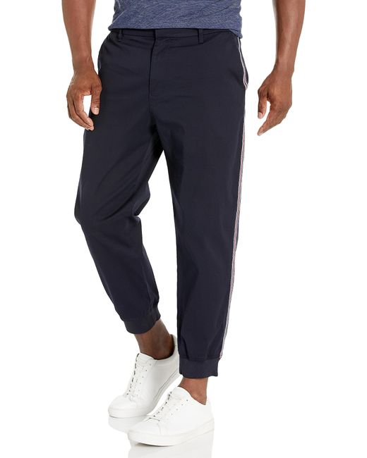 Emporio Armani Blue A | X Armani Exchange Stretch Cotton Twill Cuffed Trousers for men