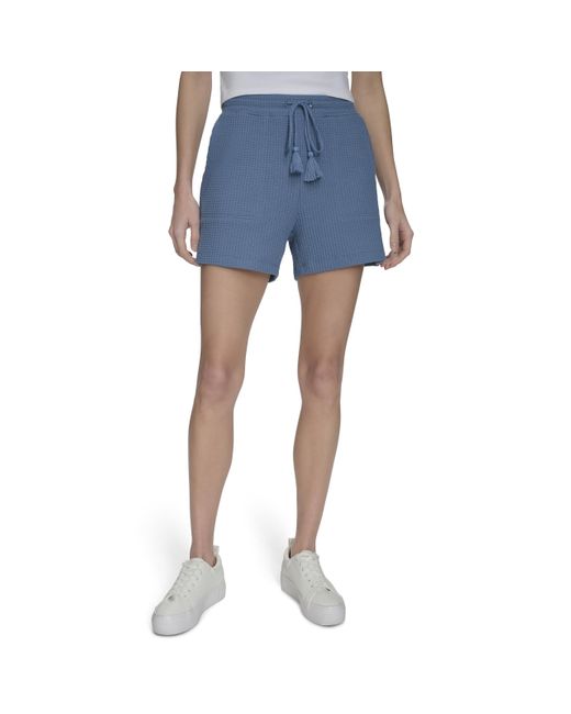 Andrew Marc Blue Waffle Textured Drawstring Waistband Short