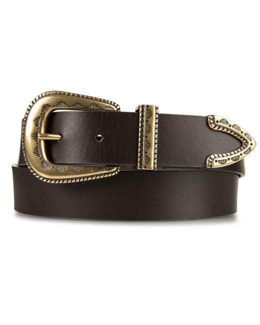 Lucky Brand Black Textured Leather Buckle Set Jean Belt In Brown