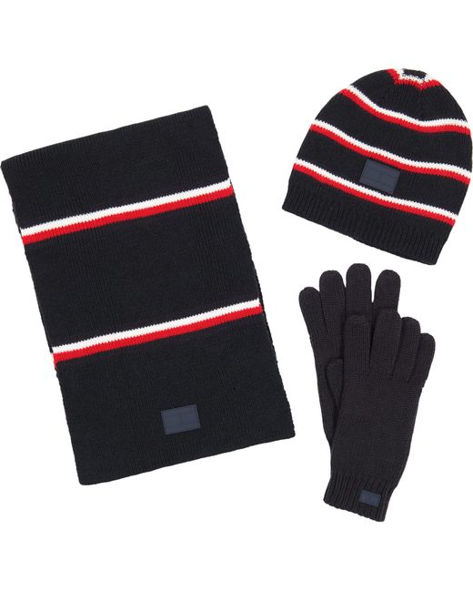 Tommy Hilfiger Global Stripe Scarf Beanie And Glove Set in Blue for Men |  Lyst