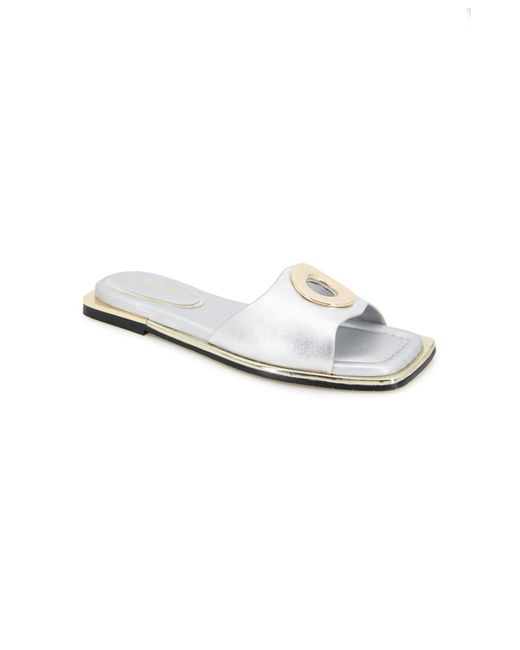 Kenneth Cole White Asher Flat Sandal