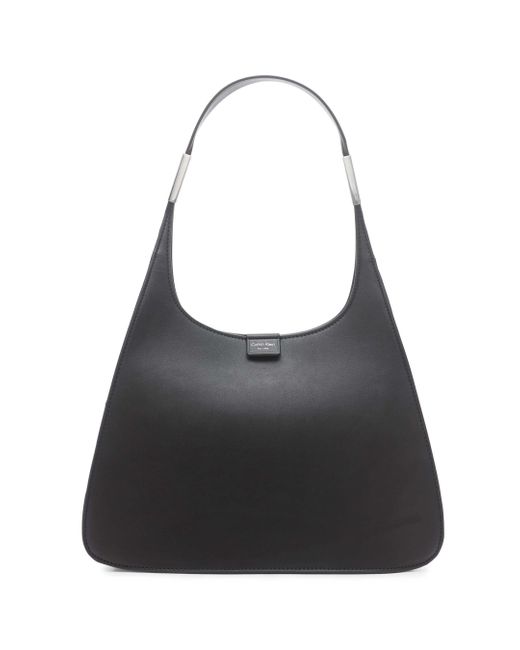 Calvin Klein Leather Audrey Shoulder Bag Hobo in Black/Silver (Black