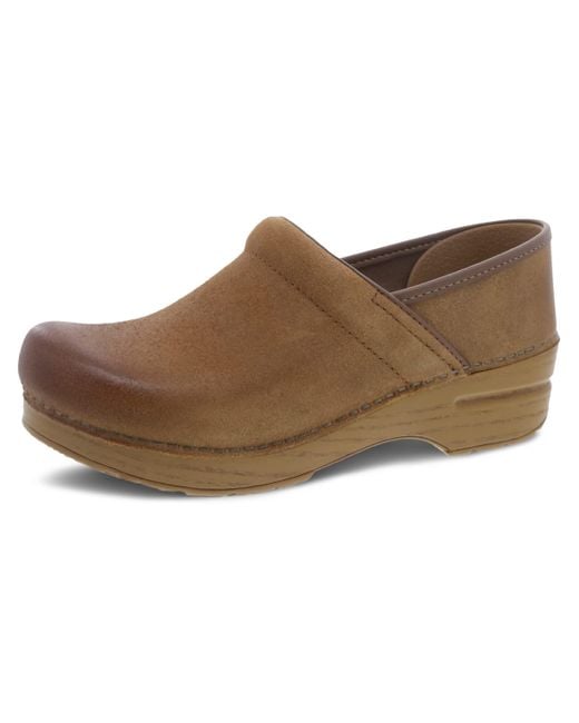 Dansko Brown Professional Tan Burnished Suede Clog 8.5-9 M Us