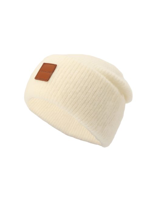 COACH Natural Leather Patch Beanie