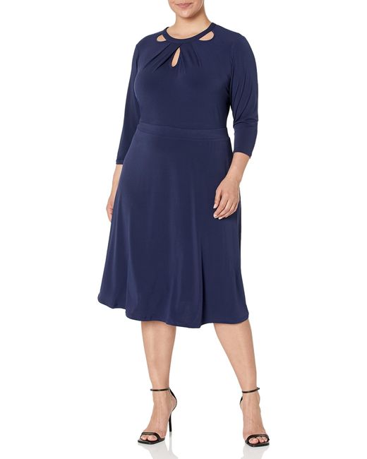 Maggy London London Times Dresses Cut Out Neckline A-line Jersey Dress Blue