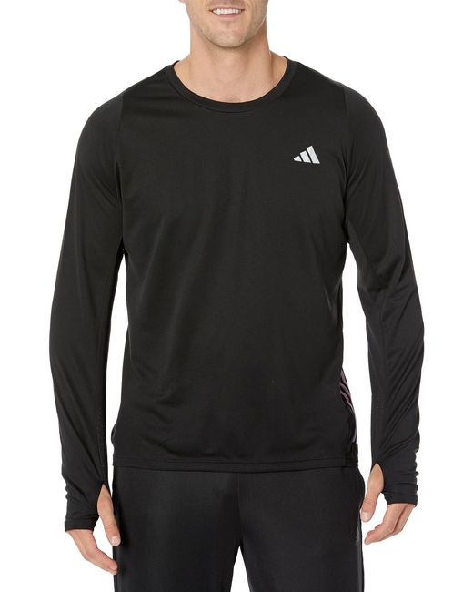 Adidas Black Run Icon 3-stripes Long Sleeve T-shirt for men