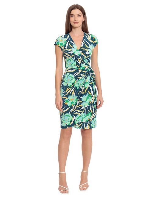 Maggy London Green Printed Matte Jersey Wrap