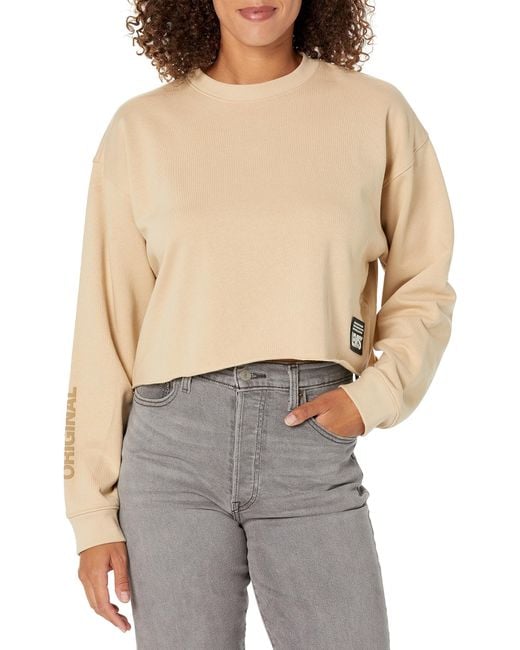 Levi s Graphic Carla Raw Cut Crew in Gray Lyst