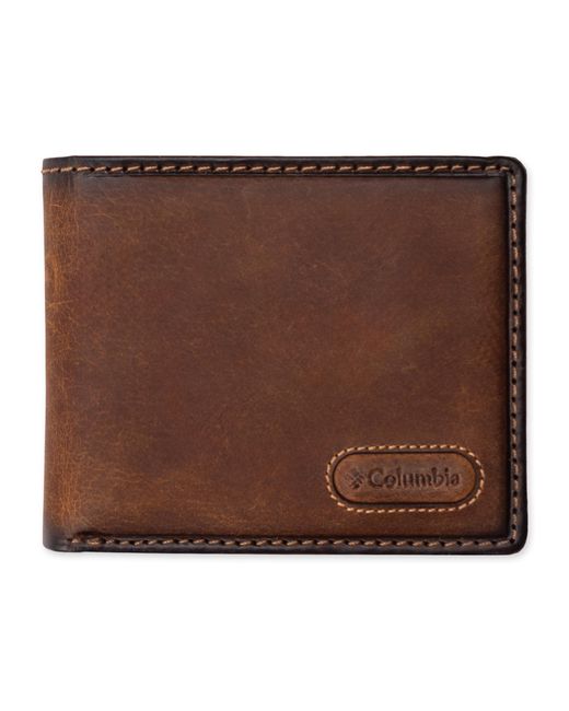 Columbia Brown Extra Capacity Smooth Leather Bifold Wallet for men