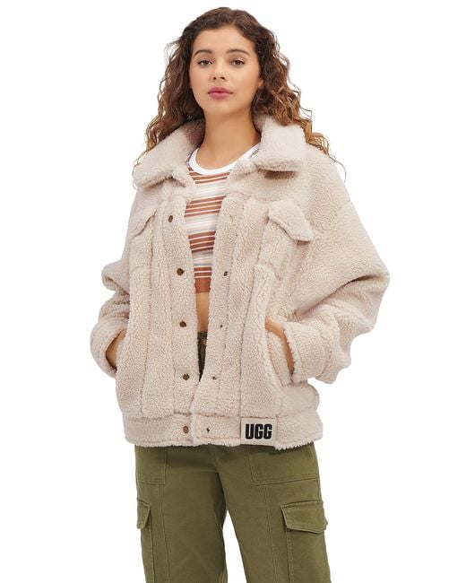 UGG Synthetic Womens Frankie Sherpa Trucker Jacket Coat in Natural ii ...