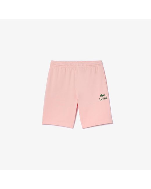 Lacoste Pink Regular Fit Adjustable Waist Shorts W/medium Croc Graphic Near The Bottom Of The Leg for men