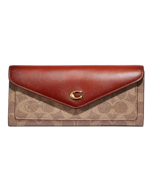 COACH Red Colorblock Coated Canvas Signature Wyn Soft Wallet