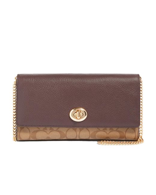 COACH Brown Signature Snake Mix Bowery Clutch
