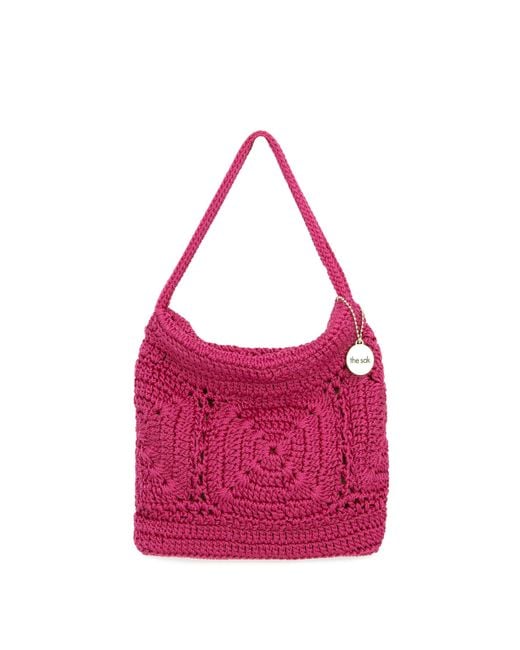The Sak Pink Ava Mini Hobo Bag In Crochet