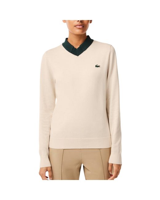 Lacoste Sport Golf Technical Pima Cotton Long Sleeve Sweater in Natural |  Lyst