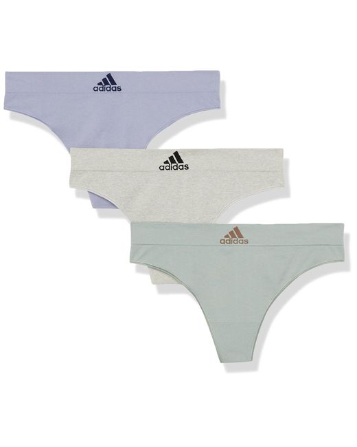 adidas Seamless Thong Underwear 3-pack Panties in White | Lyst