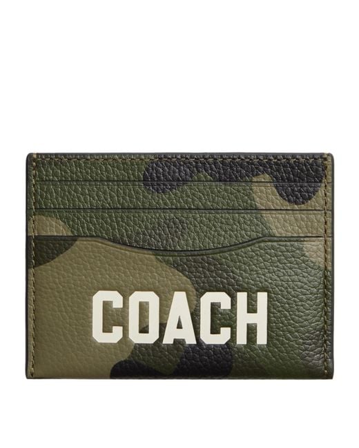 COACH Green Card Case With Print And Graphic Wallet Handbags, Leather/Polyester for men