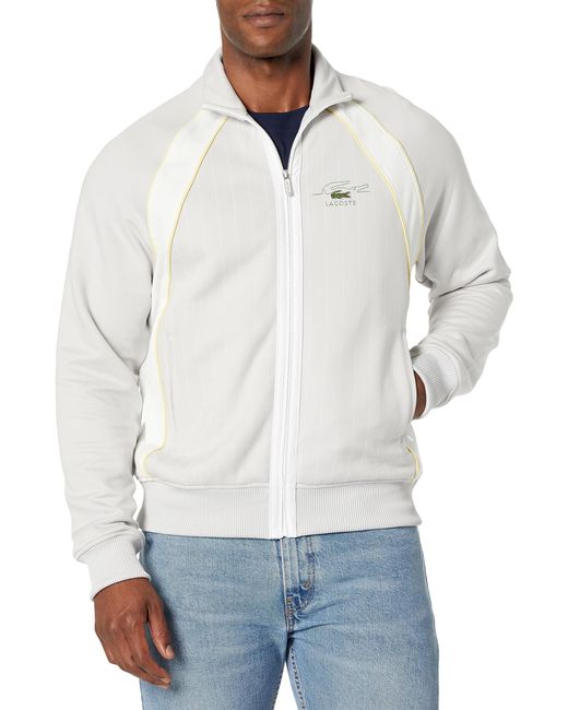 Lacoste White Long Sleeve Relaxed Fit Double-face Full-zip Sweatshirt for men