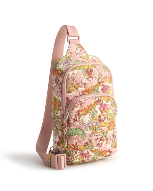Vera Bradley Pink Disney Premium Cotton Lorman Sling Backpack