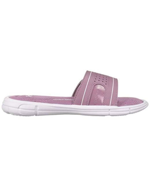 purple under armour slides