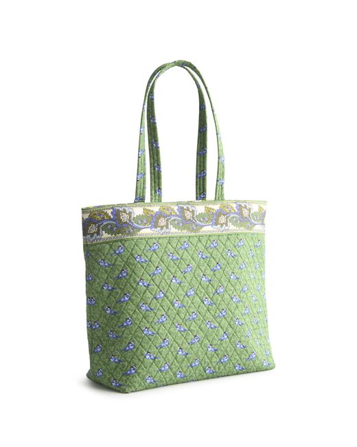 Vera Bradley Green Premium Cotton Original Zip Tote Bag