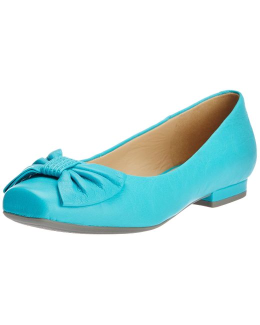 Geox Blue Zilda Leather Bow Ballet Flat,turquoise,38.5 Eu/8.5 M Us