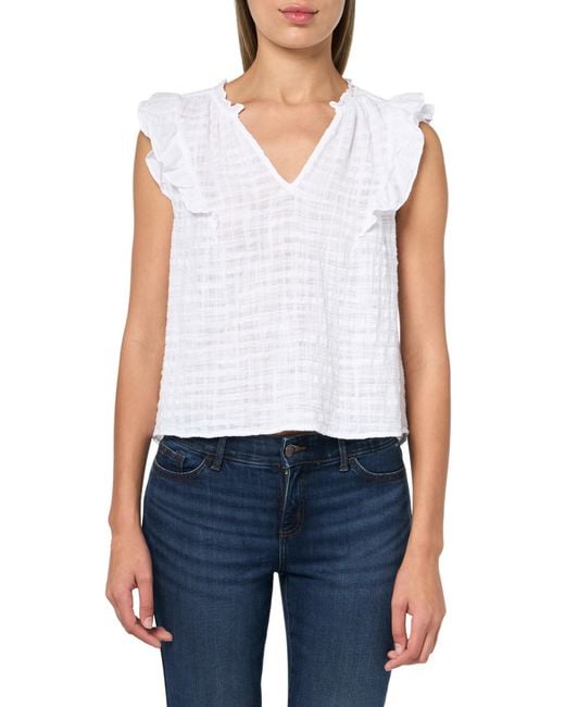 Velvet By Graham & Spencer White Eva Textured Gauze Blouse