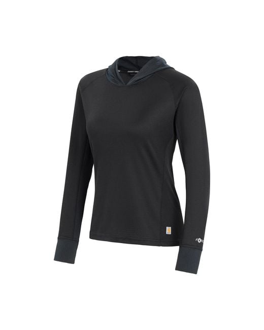 Carhartt Force Midweight Micro-grid Base Layer Hoodie in Black