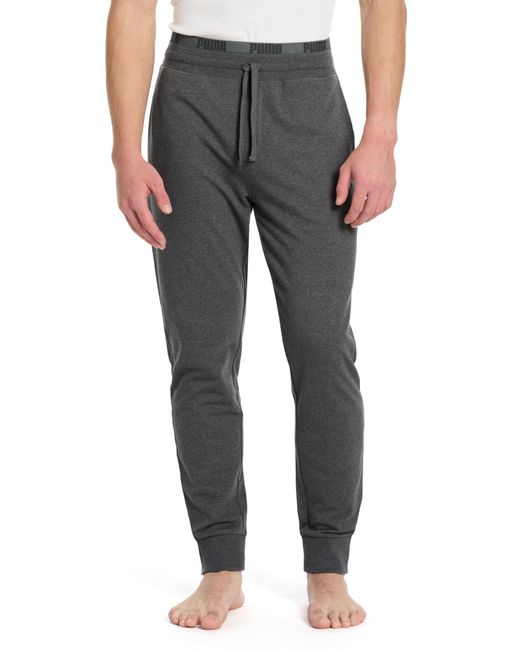 PUMA Gray French Terry Lounge Pant With Dual Band And Drawcord for men