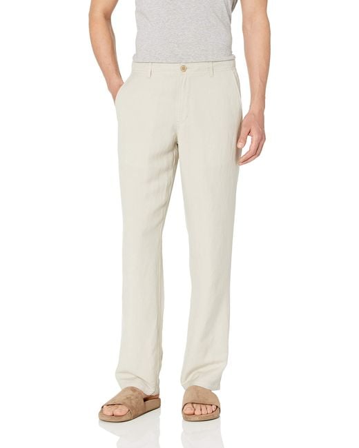 Essentials Mens Classic-fit Flat-Front Linen Pant