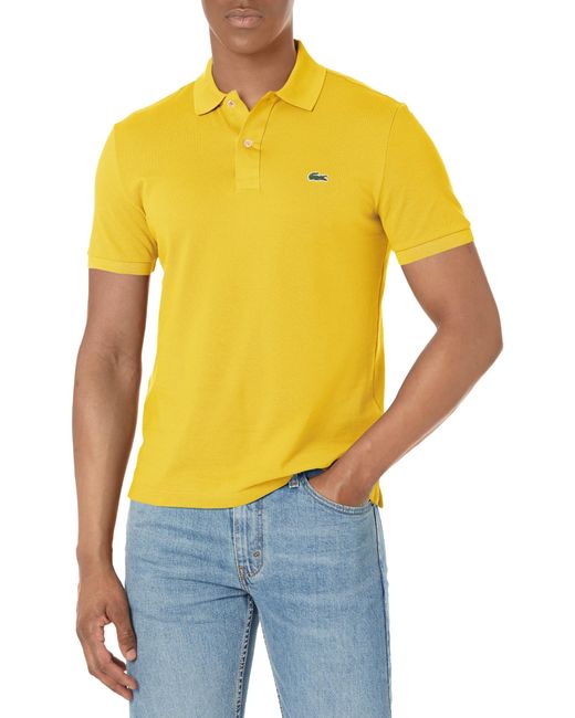 Lacoste Yellow Classic Pique Slim Fit Short Sleeve Polo Shirt for men