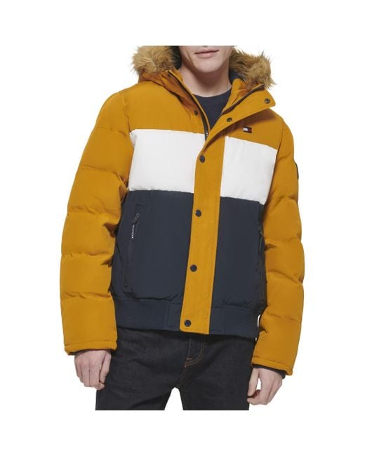 Tommy Hilfiger Multicolor Quilted Arctic Cloth Snap Front Snorkel Bomber Jacket Parka for men