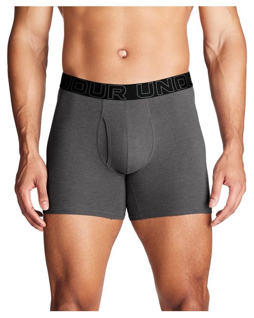 Under Armour Gray Charged Cotton 6-inch Boxerjock 3-pack for men
