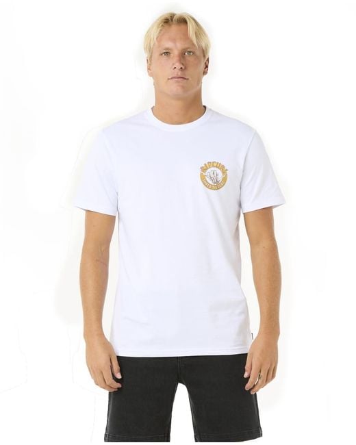 Rip Curl White Relaxed Fit Logo Crew T-shirt for men