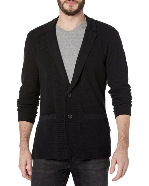Emporio Armani Black A | X Armani Exchange Petite Button Up Knit Blazer With Front Pockets And Small A|x Tag for men