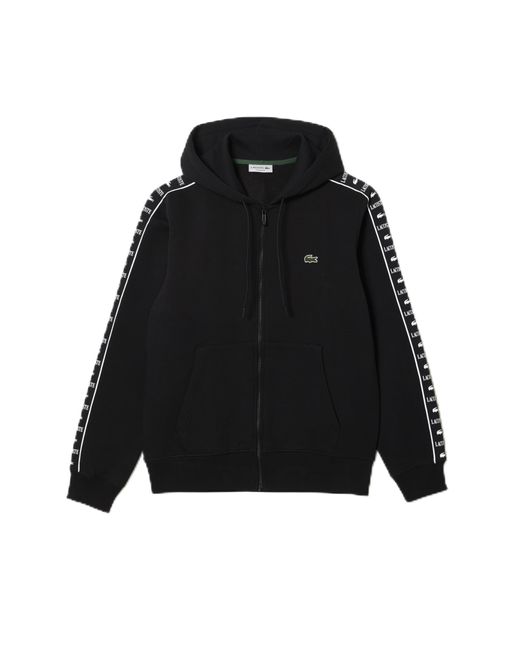 Lacoste Black Classic Fit Zip Up Hoodie W/taping for men