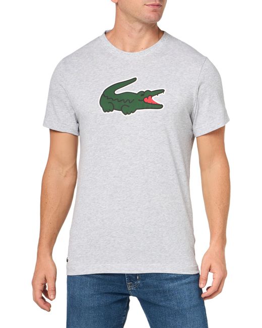 Lacoste Gray Ultra Dry Xxl Logo Sport Regular Fit T-shirt for men