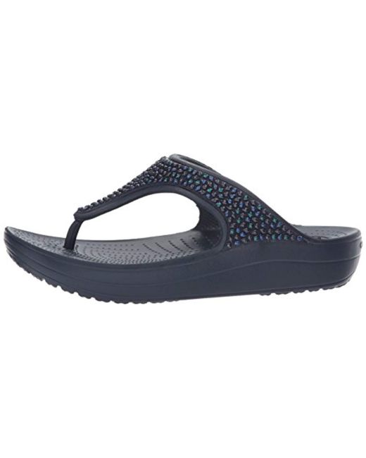 Crocs™ Sloane Embellished Flip Flop in Navy/Turquoise (Blue) | Lyst